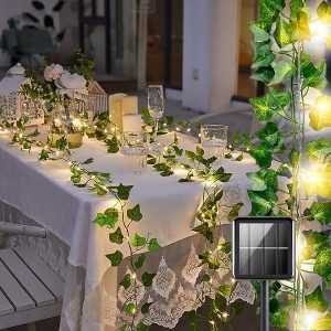 Feju saules gaismas ar mākslīgajām efejas lapām (5 m) | LEAFGLO